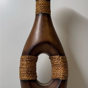 Elegant Brown Wooden Vase with Rope Accents